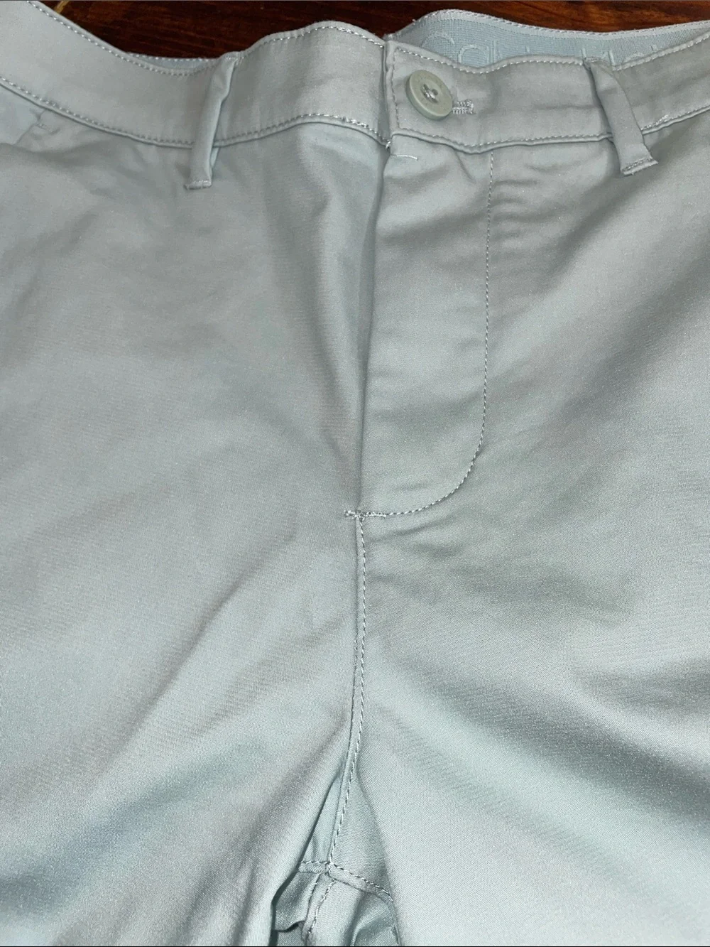 Calvin Klein Light Green Flat-Front Chino Shorts